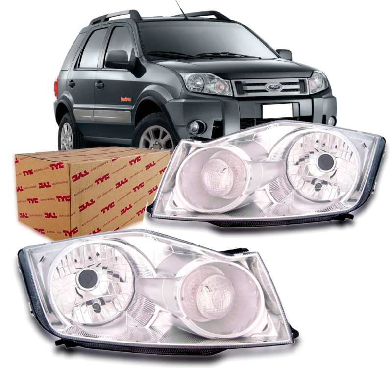 Farol Ecosport 2008 A 2012 Lado Direito Cromado (r15128)
