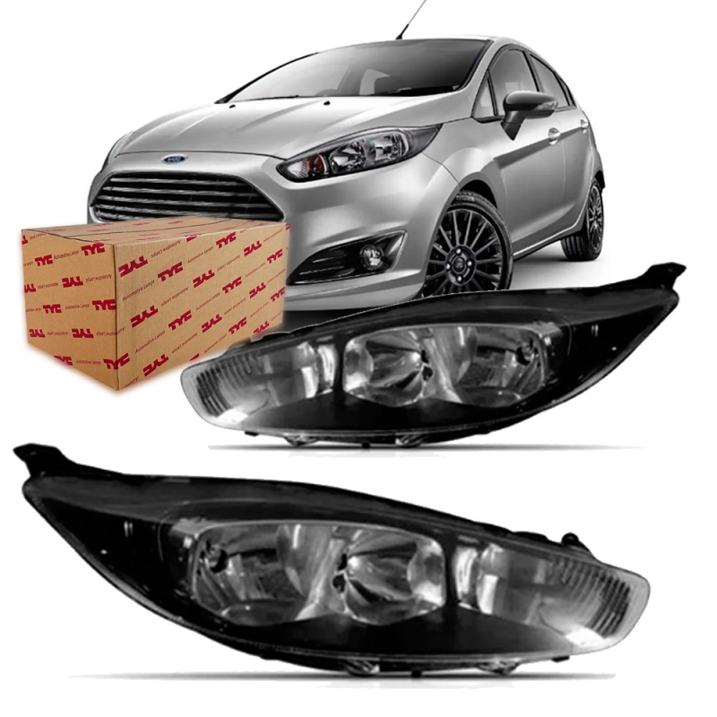 Farol New Fiesta 2013 A 2016 Lado Direito Mascara Negra (r24364)(c45806)