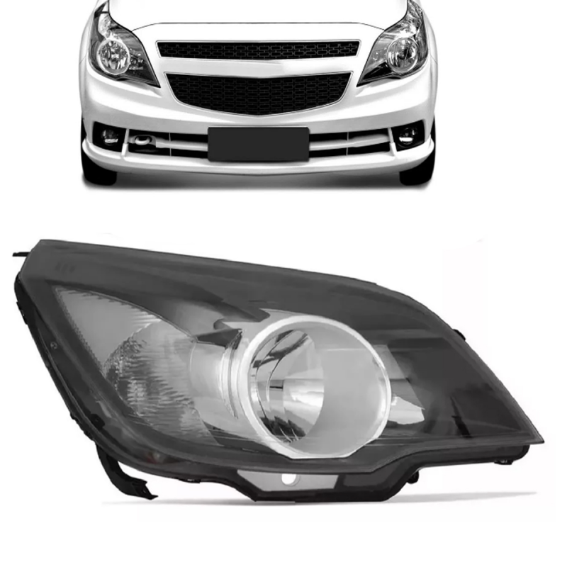 Farol Agile 2009 A 2013 Montana 2011 A 2022 Lado Esquerdo Mascara Negra