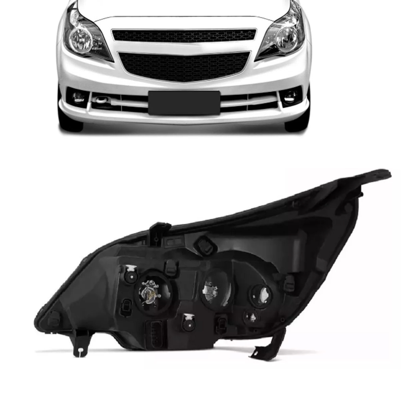 Farol Agile 2009 A 2013 Montana 2011 A 2022 Lado Esquerdo Mascara Negra Anel Cromado (r21197)