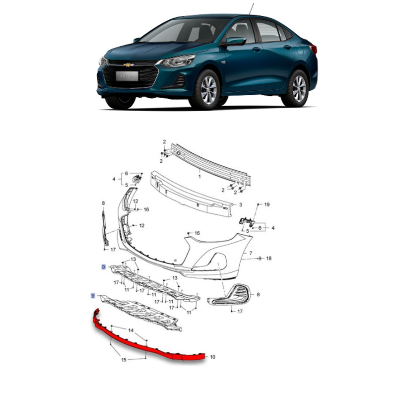 Spoiler Do Parachoque Dianteiro Original Onix Hatch Plus 2020 A 2022