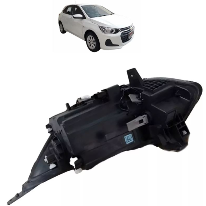 Farol Onix Hatch/plus 2020 A 2022 Lado Esquerdo Cromado Regulador Manual Sem Led (r31765)(c071592)