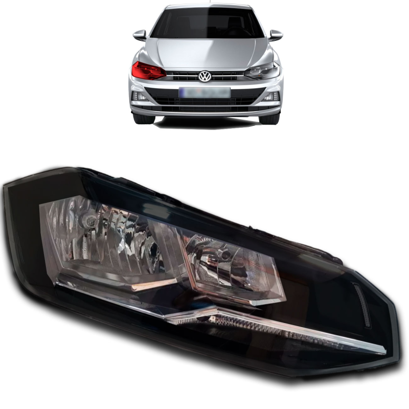 Farol Polo Virtus 2018 A 2022 Lado Direito Friso Cromado (r28204)