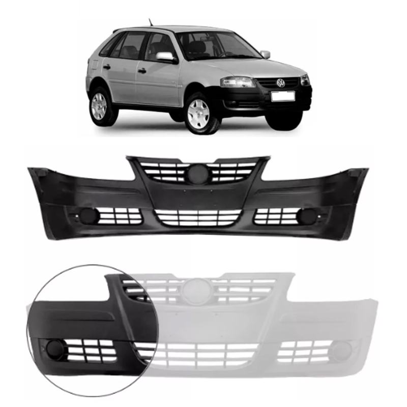 Parachoque Dianteiro Gol Parati Saveiro G4 2006 A 2008 Preto Texturizado Sem Furo Para Auxiliar(c32259)