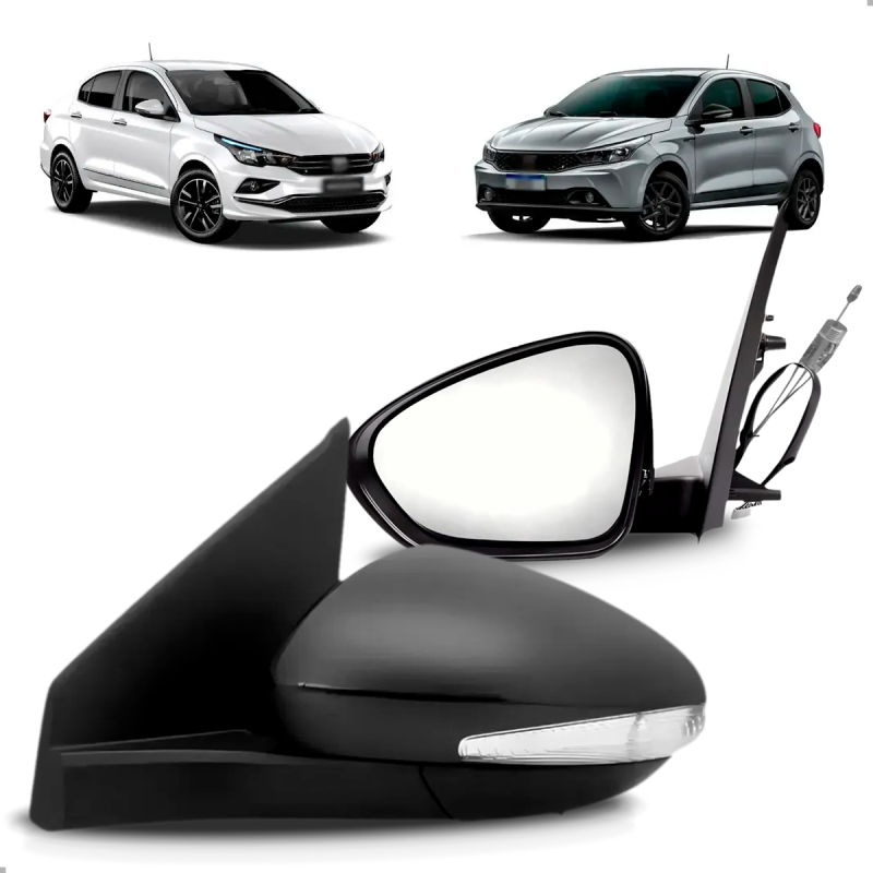 Retrovisor Original Argo 2017 A 2023 Lado Esquerdo Regulador Manual Com Pisca E Logo Fiat