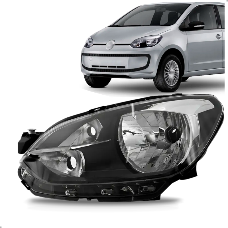 Farol Up 2014 A 2016 Lado Esquerdo Masc Negra Com Friso Preto (sem Drl)
