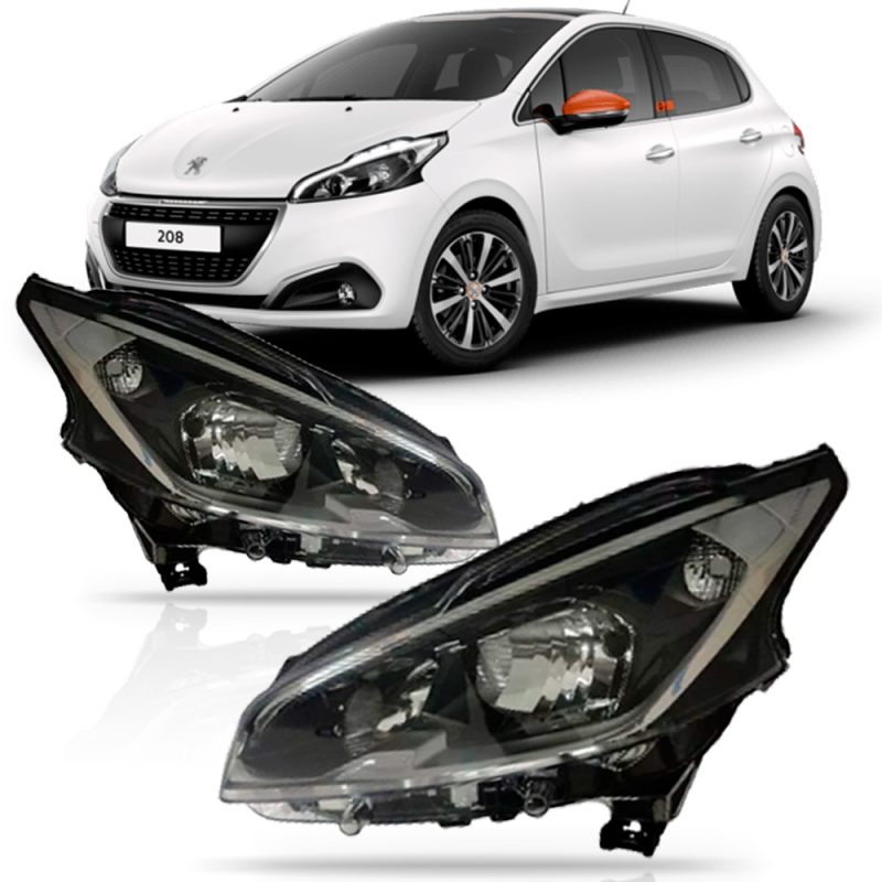 Farol Peugeot 208 2018 A 2019 Mascara Negra Lado Esquerdo