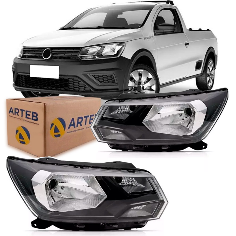 Farol Original Saveiro G7 2017 A 2018 Gol Voyage G8 2019 A 2022 Lado Direito Com Friso Preto
