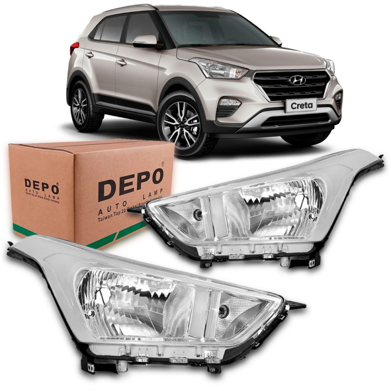 Farol Creta 2017 A 2021 Lado Esquerdo Cromado Regulador Manual (c060998)