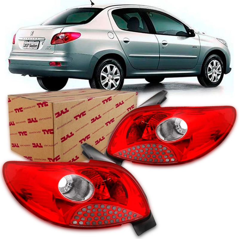 Lanterna Traseira 207 2009 A 2011 Sedan Lado Esquerdo Grade Vermelha (r30595)