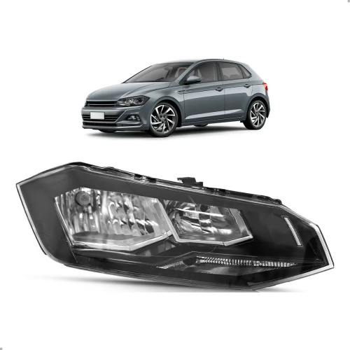 Farol Original Polo 2018 A 2022 Lado Direito Mascara Negra Friso Preto S/ Luz Posicao