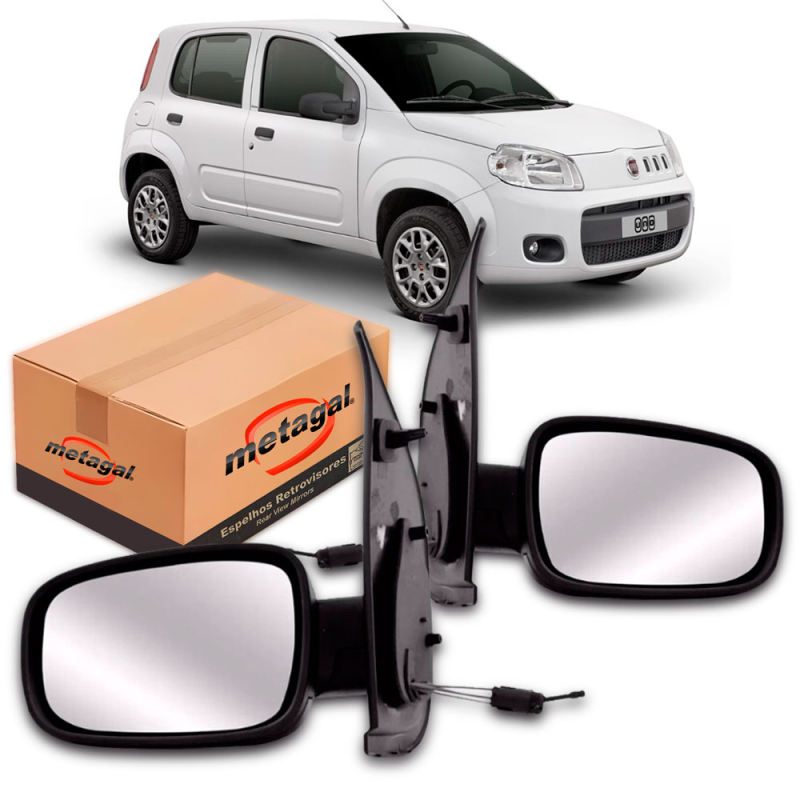 Retrovisor Original Uno Vivace 2011 A 2014 Lado Direito Regulador Manual 4p