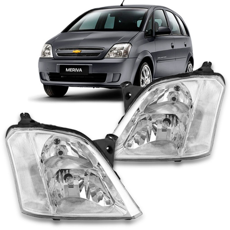 Farol Original Meriva 2003 A 2012 Lado Esquerdo Cromado Manual
