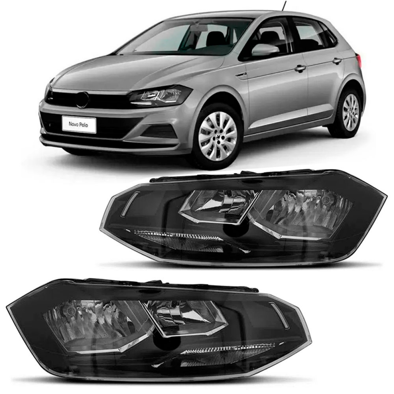 Farol Original Polo Virtus 2017 A 2022 Lado Esquerdo Friso Preto C/ Luz De Posicao