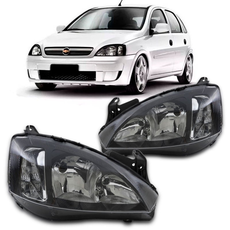 Farol Original Corsa 2003 A 2012 Montana 2003 A 2010 Lado Esquerdo Negro