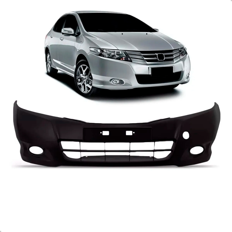 Parachoque Dianteiro City 2009 A 2011 Preto Liso Com Furo