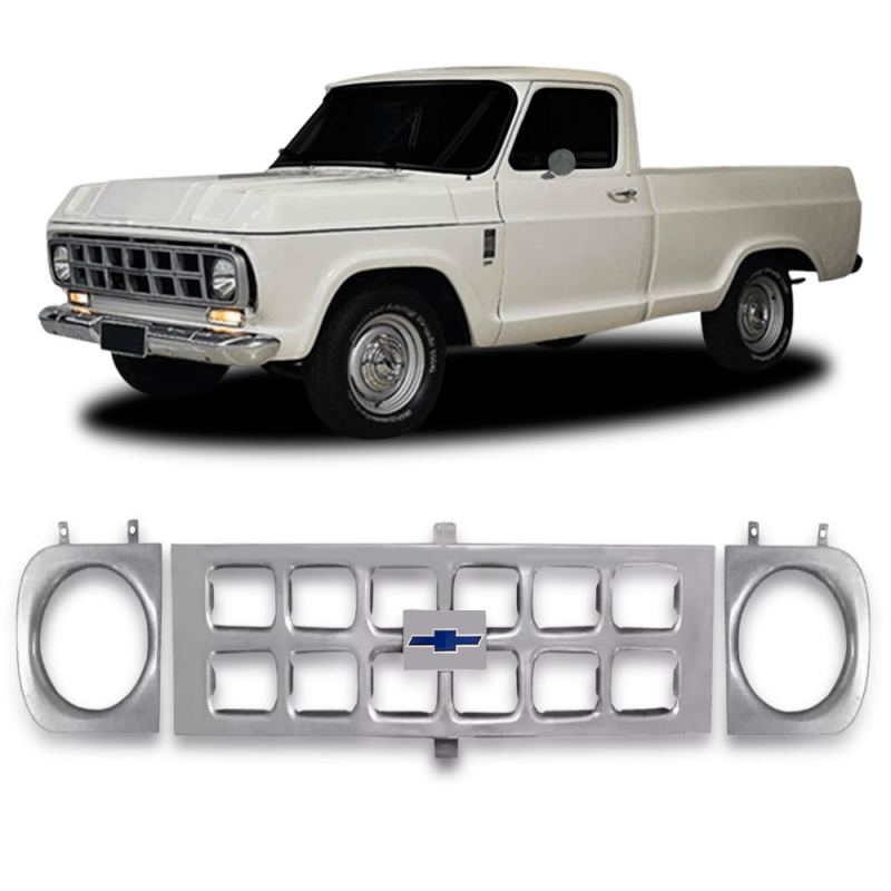 Kit Grade Radiador D10 1974 A 1984 Preto Com Aros Ferro