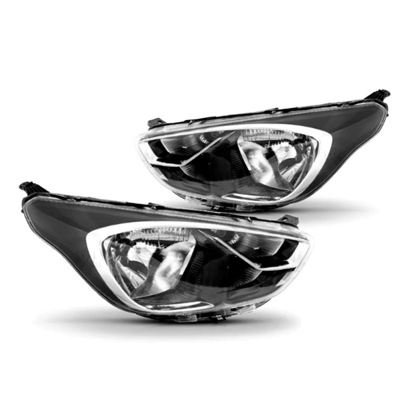 Farol Ka 2019 A 2022 Lado Esquerdo Mascara Negra Mold. Cromada