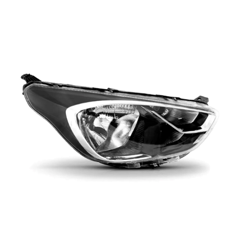 Farol Ka 2019 A 2022 Lado Esquerdo Mascara Negra Mold. Cromada