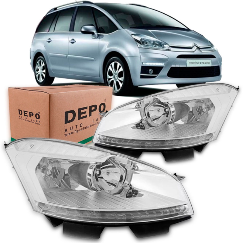 Farol C4 Grand Picasso 2008 A 2012 Lado Esquerdo Regulador Eletrico Pisca Cristal (r17669)