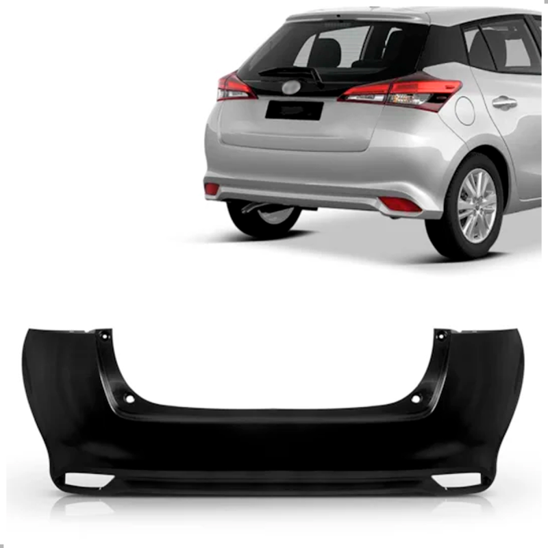 Parachoque Traseiro Yaris Hatch 2018 A 2022 Para Pintura Sem Furo Para Sensor (r31436)