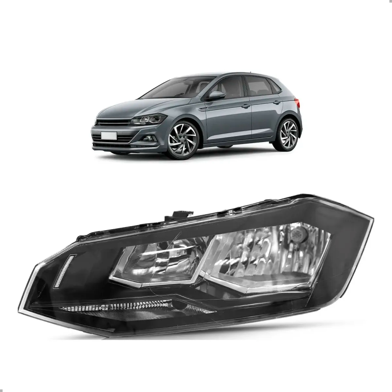 Farol Original Polo Virtus 2018 A 2022 Lado Esquerdo Marcara Negra C/luz Posicao