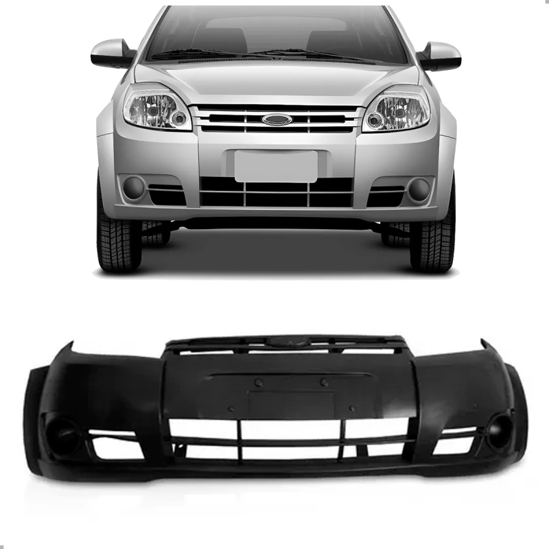 Parachoque Dianteiro Ka 2008 A 2011 Para Pintura Sem Furo Para Milha