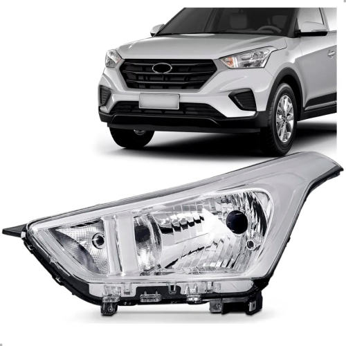 0161033 Farol Original Creta 2017 A 2021 Lado Esquerdo Cromado Regulador Manual