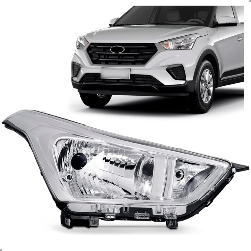 0161034 Farol Original Creta 2017 A 2021 Lado Direito Cromado Regulador Manual