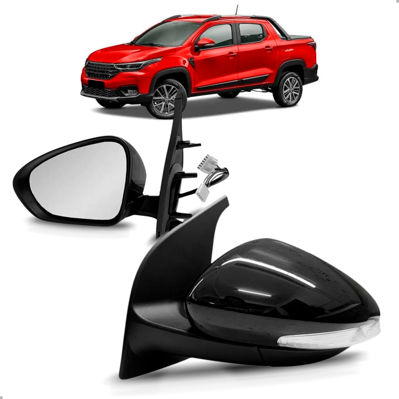 Retrovisor Original Strada 2020 A 2026 Eletrico Com Pisca Lado Esquerdo