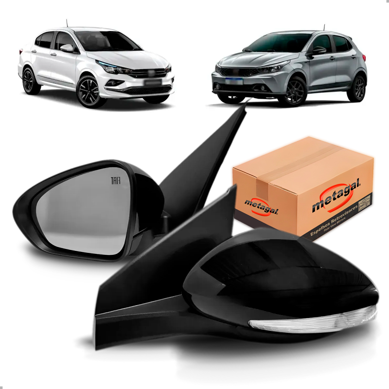 Retrovisor Original Argo 2017 A 2023 Lado Esquerdo Com Controle Manual Com Pisca E Logo Fiat Conector Preto/cinza