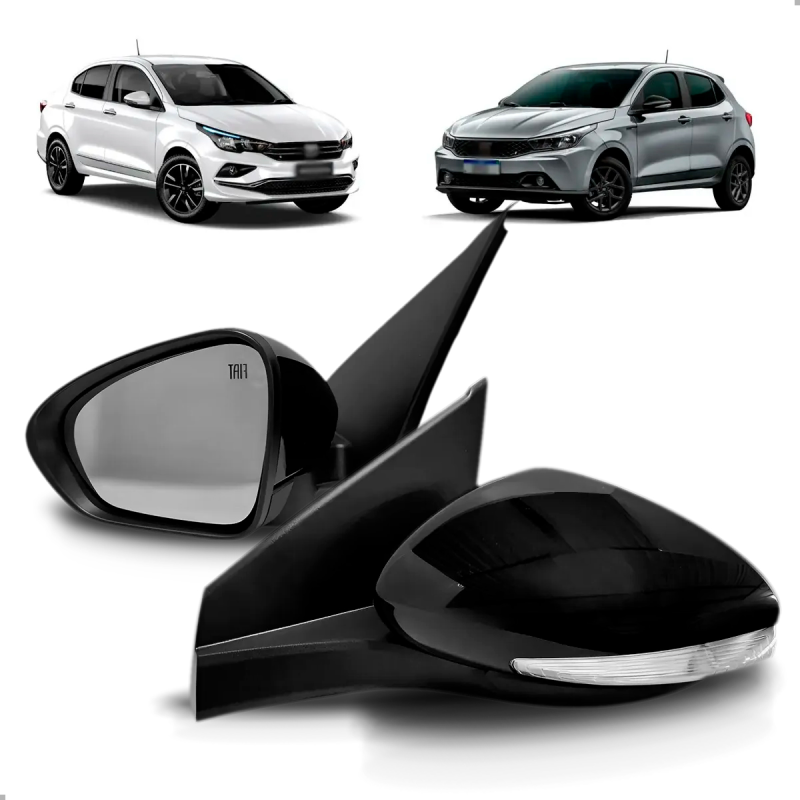 Retrovisor Original Argo 2017 A 2023 Lado Esquerdo Com Controle Manual Com Pisca E Logo Fiat Conector Preto/cinza