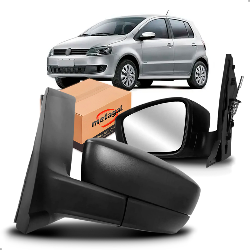 Retrovisor Original Fox 2010 A 2014 Com Controle Manual Sem Pisca Lado Esquerdo
