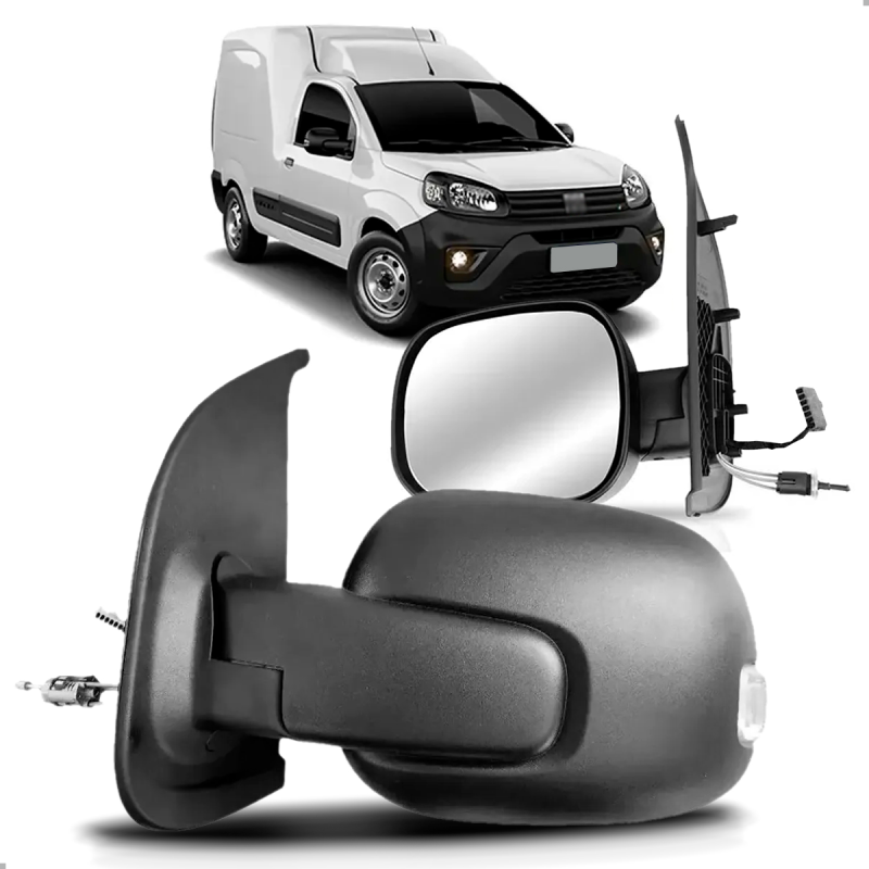 Retrovisor Fiorino Partner 2024 A 2027 Com Controle Manual E Pisca Lado Esquerdo