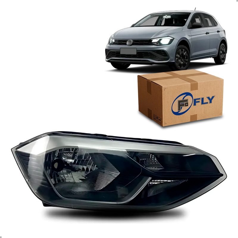 Farol Polo Track 2023 A 2024 Lado Direito Mascara Negra