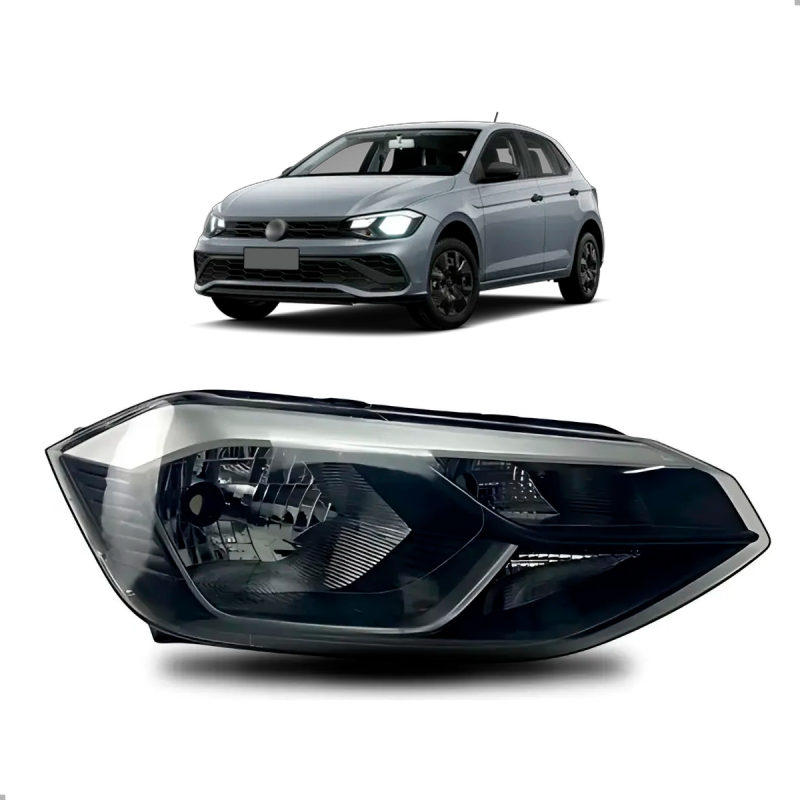 Farol Polo Track 2023 A 2024 Lado Direito Mascara Negra