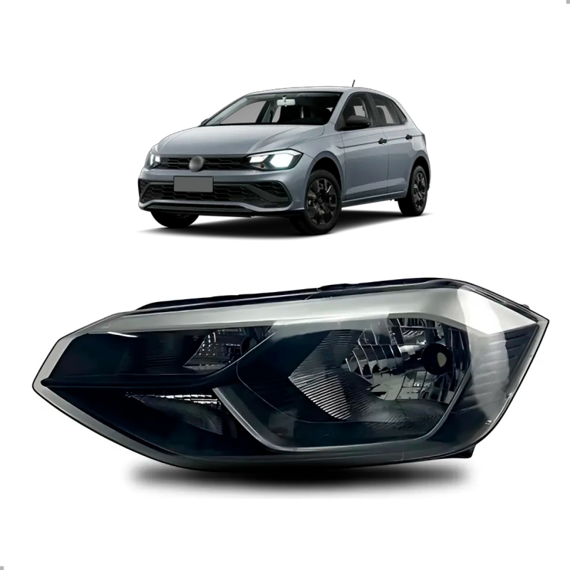 Farol Polo Track 2023 A 2024 Lado Esquerdo Mascara Negra