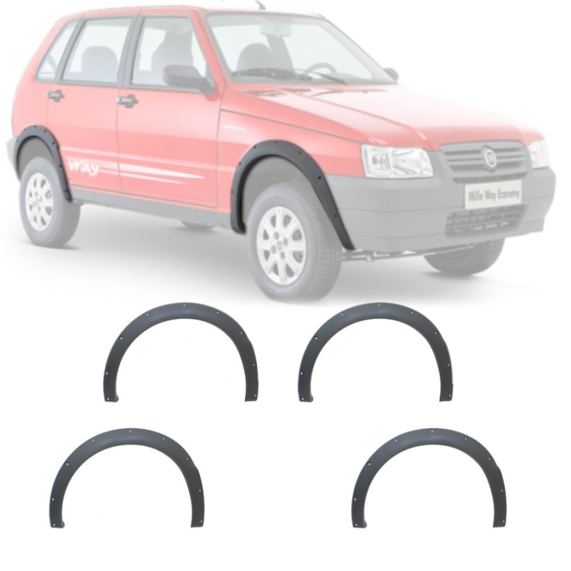 KIT MOLDURA DO PARA-LAMA E LATERAL TRASEIRA UNO WAY 2004 A 2012 CINZA