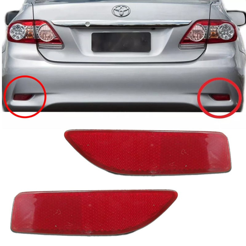 PAR REFLETOR OLHO DE GATO PARACHOQUE TRASEIRO COROLLA 2012 E 2013