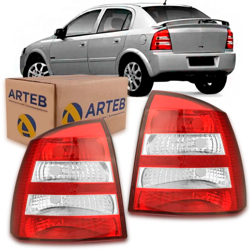 PAR LANTERNA TRASEIRA ASTRA HATCH 2003 A 2011 BICOLOR CRISTAL ORIGINAL ARTEB