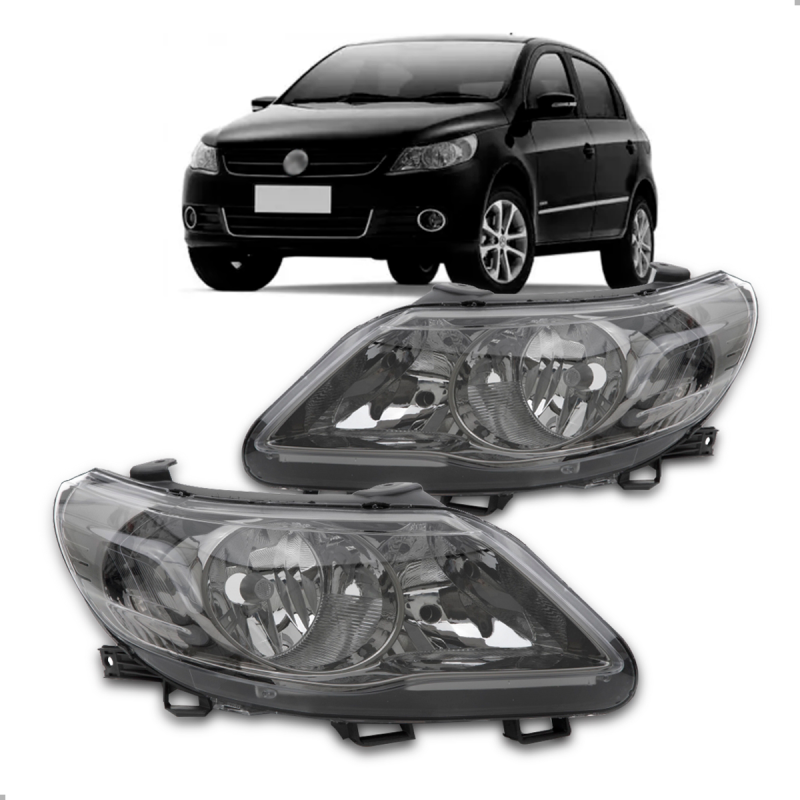 PAR FAROL GOL SAVEIRO VOYAGE G5 GV 2009 A 2012 FOCO DUPLO FUMê COM CÚPULA TELA ORIGINAL ARTEB