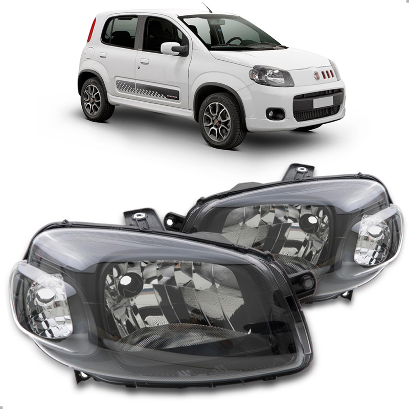 PAR FAROL UNO FIORINO 2010 A 2014 SPORTING VIVACE WAY FOCO SIMPLES MáSCARA NEGRA ORIGINAL ARTEB