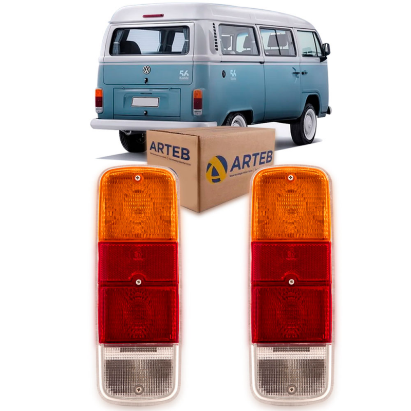 PAR LANTERNA TRASEIRA KOMBI 1974 A 2007 2008 2009 2010 2011 2012 2013 2014 TRICOLOR ORIGINAL ARTEB