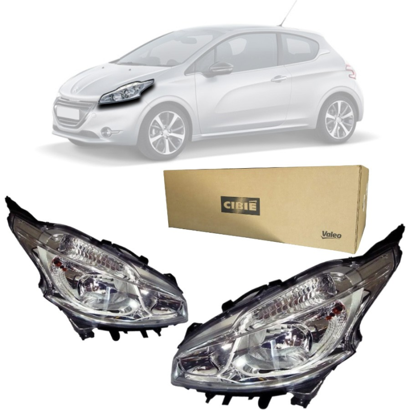 PAR FAROL PEUGEOT 208 2012 2013 2014 2015 2016 2017 2018 DUPLO CROMADO ORIGINAL VALEO