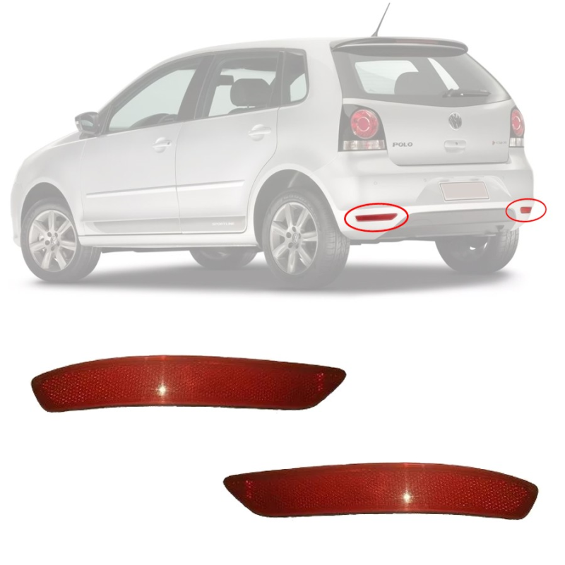 PAR REFLETOR PARACHOQUE TRASEIRO POLO HATCH 2012 A 2014