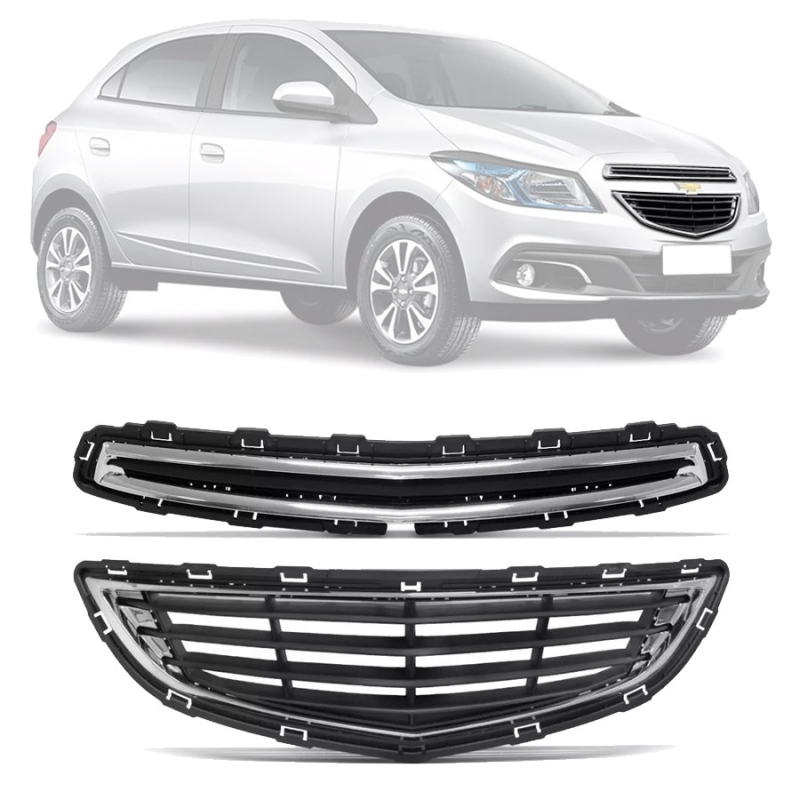 PAR GRADE INFERIOR ONIX PRISMA FRISO CROMADO 2012 A 2016