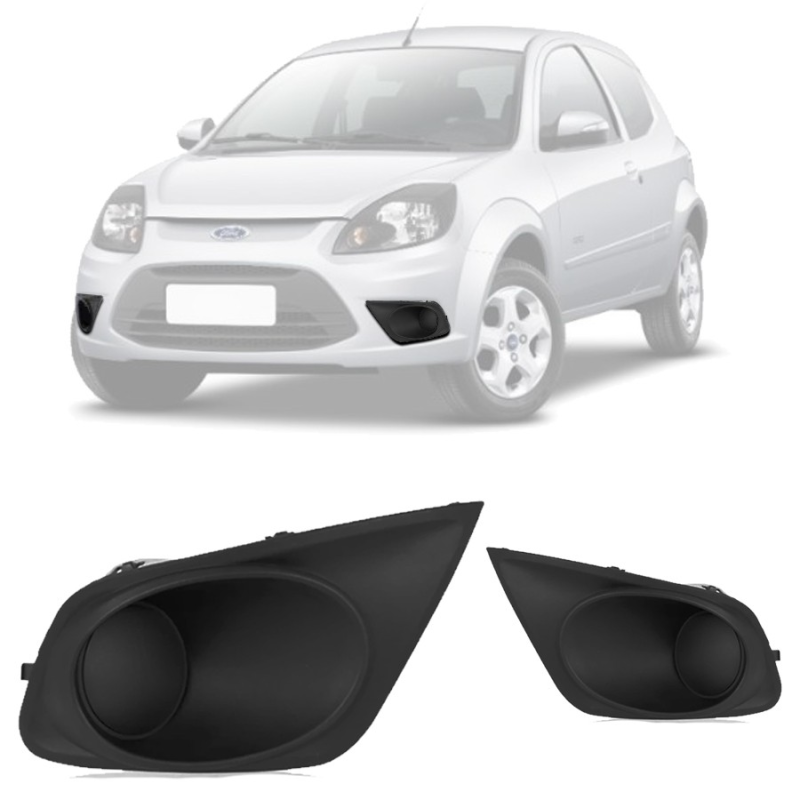 PAR MOLDURA GRADE DO PARA-CHOQUE FORD KA 2012 A 2014 SEM FURO PARA FAROL DE MILHA