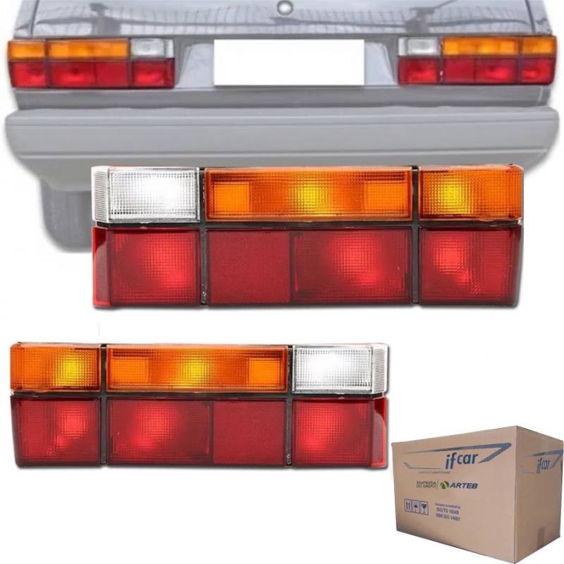 PAR LANTERNA TRASEIRA GOL QUADRADO 1987 A 1994 TRICOLOR ORIGINAL IFCAR