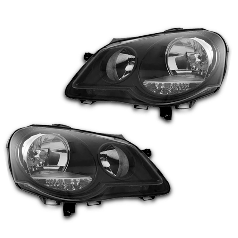 PAR FAROL POLO 2007 A 2014 FOCO DUPLO MASCARA NEGRA ORIGINAL MAGNETI MARELLI
