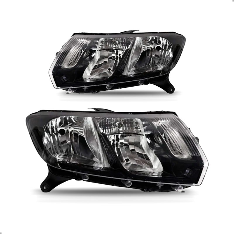 PAR FAROL SANDERO STEPWAY 2015 A 2018 FOCO DUPLO MASCARA NEGRA ORIGINAL ARTEB
